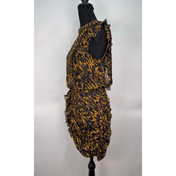 AllSaints Animal Print Ruched Mini Dress US 4 - Picture 2 of 9